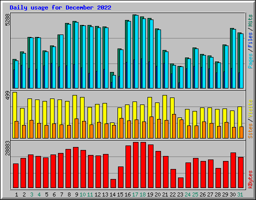 Daily usage for December 2022