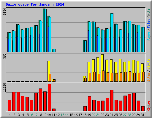 Daily usage for January 2024
