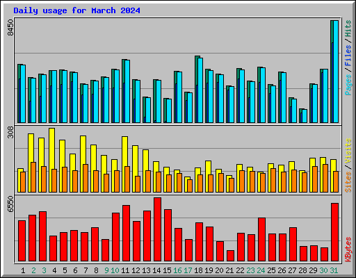 Daily usage for March 2024