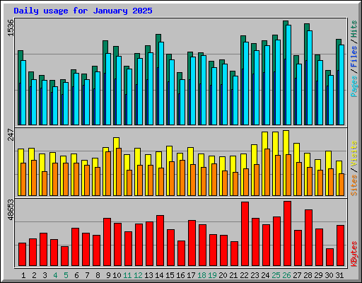 Daily usage for January 2025