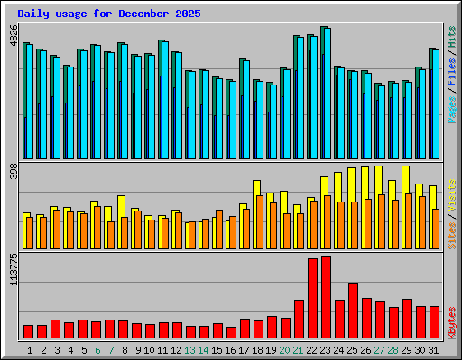 Daily usage for December 2025